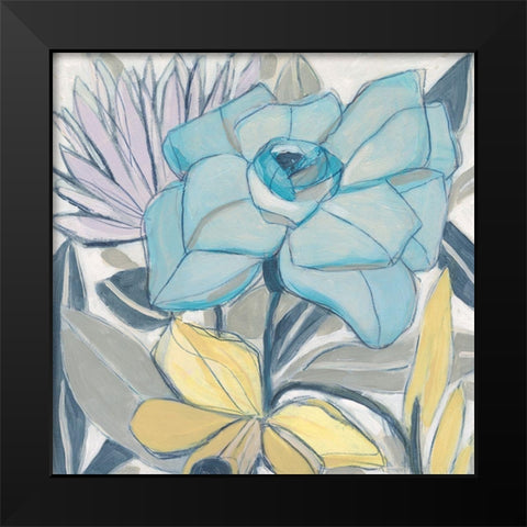 Etched Indigo Fresco I Black Modern Wood Framed Art Print by Vess, June Erica