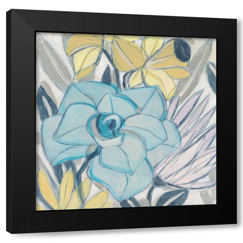 Etched Indigo Fresco II Black Modern Wood Framed Art Print with Double Matting by Vess, June Erica