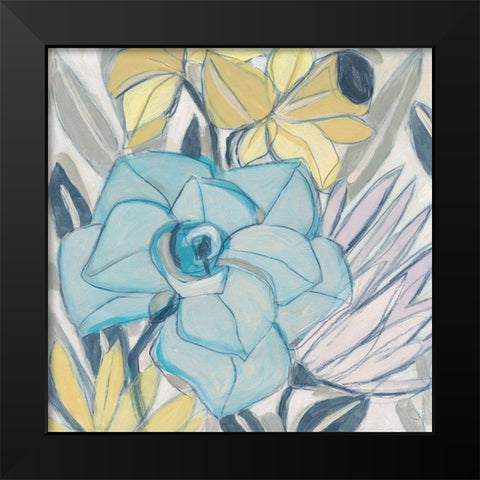 Etched Indigo Fresco II Black Modern Wood Framed Art Print by Vess, June Erica