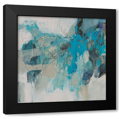 Painterly Teal I Black Modern Wood Framed Art Print by Goldberger, Jennifer