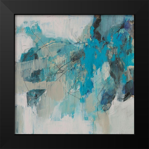 Painterly Teal I Black Modern Wood Framed Art Print by Goldberger, Jennifer