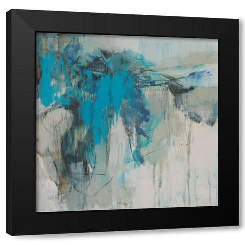 Painterly Teal II Black Modern Wood Framed Art Print with Double Matting by Goldberger, Jennifer