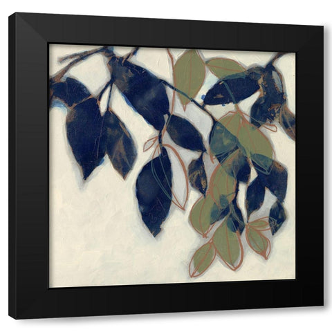 Entwined Leaves II Black Modern Wood Framed Art Print with Double Matting by Goldberger, Jennifer