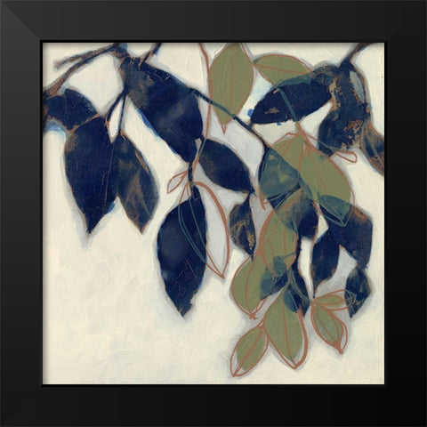 Entwined Leaves II Black Modern Wood Framed Art Print by Goldberger, Jennifer