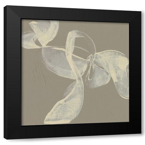 White Ribbon on Beige I Black Modern Wood Framed Art Print with Double Matting by Goldberger, Jennifer