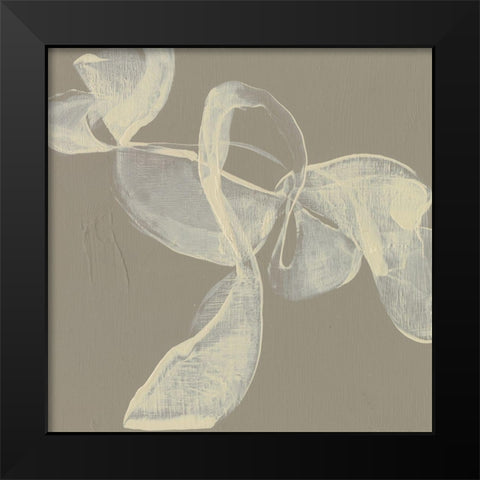 White Ribbon on Beige I Black Modern Wood Framed Art Print by Goldberger, Jennifer