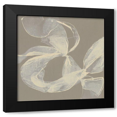 White Ribbon on Beige II Black Modern Wood Framed Art Print with Double Matting by Goldberger, Jennifer