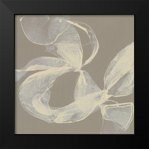 White Ribbon on Beige II Black Modern Wood Framed Art Print by Goldberger, Jennifer