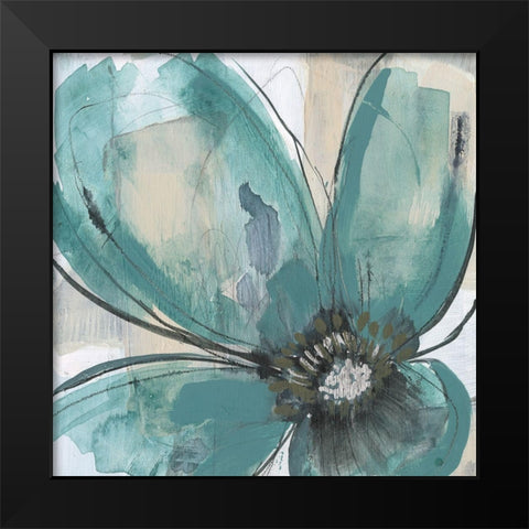 Teal Petals II Black Modern Wood Framed Art Print by Goldberger, Jennifer