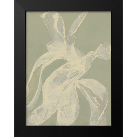 White Ribbon on Celadon I Black Modern Wood Framed Art Print by Goldberger, Jennifer