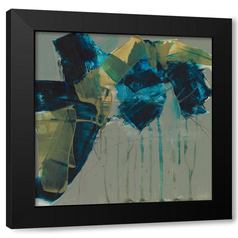 Deconstructed Blues I Black Modern Wood Framed Art Print by Goldberger, Jennifer