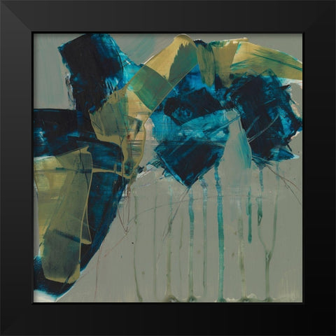 Deconstructed Blues I Black Modern Wood Framed Art Print by Goldberger, Jennifer