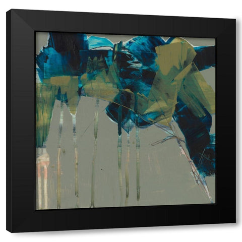 Deconstructed Blues II Black Modern Wood Framed Art Print with Double Matting by Goldberger, Jennifer