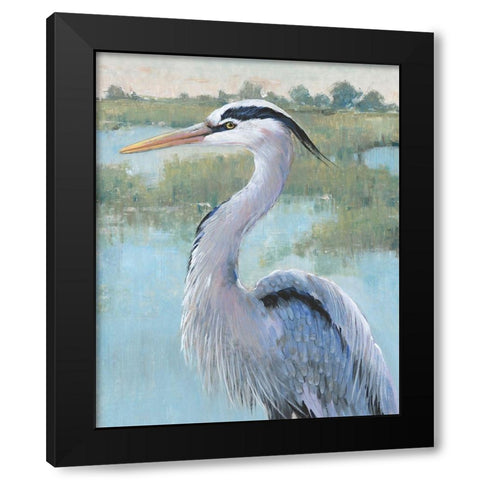 Blue Heron Portrait I Black Modern Wood Framed Art Print with Double Matting by OToole, Tim