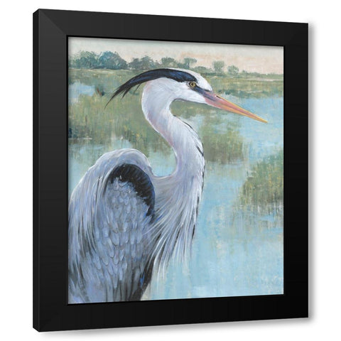 Blue Heron Portrait II Black Modern Wood Framed Art Print by OToole, Tim