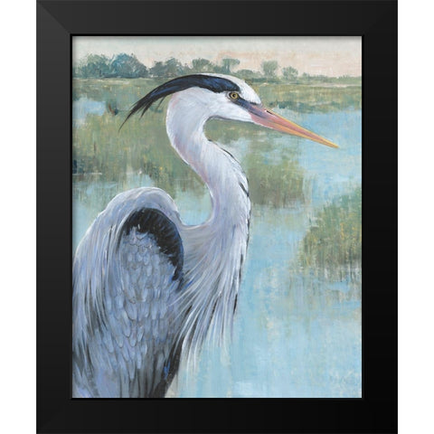 Blue Heron Portrait II Black Modern Wood Framed Art Print by OToole, Tim