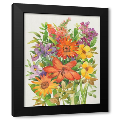 Floral Mix I Black Modern Wood Framed Art Print with Double Matting by OToole, Tim