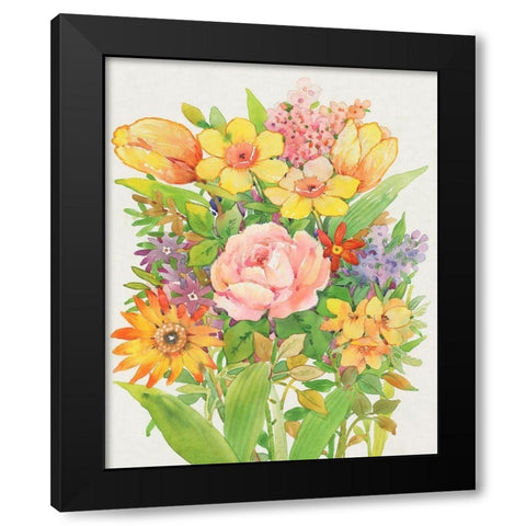 Floral Mix II Black Modern Wood Framed Art Print by OToole, Tim