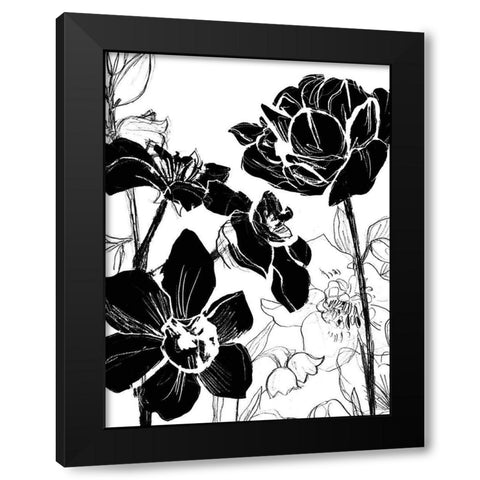 Monotype Garden I Black Modern Wood Framed Art Print by Vess, June Erica