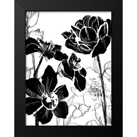 Monotype Garden I Black Modern Wood Framed Art Print by Vess, June Erica