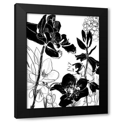 Monotype Garden II Black Modern Wood Framed Art Print with Double Matting by Vess, June Erica