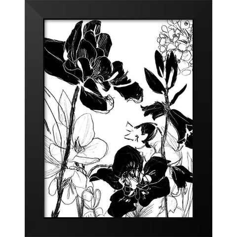 Monotype Garden II Black Modern Wood Framed Art Print by Vess, June Erica