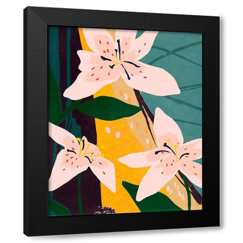 Lily Collage I Black Modern Wood Framed Art Print with Double Matting by Warren, Annie