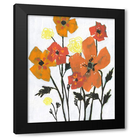 Hot Flowers II Black Modern Wood Framed Art Print with Double Matting by Goldberger, Jennifer