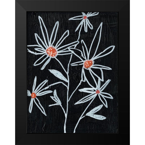 Flower Doodle I Black Modern Wood Framed Art Print by Goldberger, Jennifer