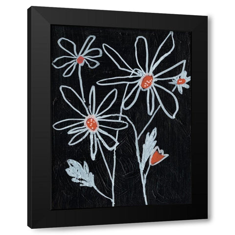 Flower Doodle II Black Modern Wood Framed Art Print with Double Matting by Goldberger, Jennifer