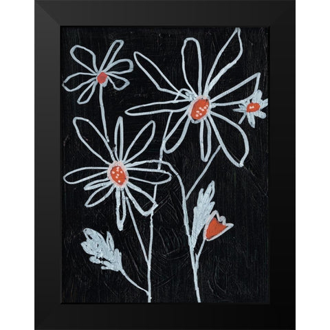 Flower Doodle II Black Modern Wood Framed Art Print by Goldberger, Jennifer