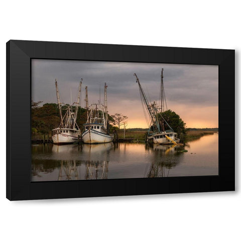Trawlers Black Modern Wood Framed Art Print by Head, Danny