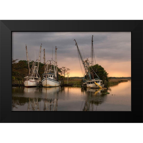 Trawlers Black Modern Wood Framed Art Print by Head, Danny