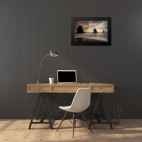 Sea Stack and Surf Black Modern Wood Framed Art Print by Head, Danny