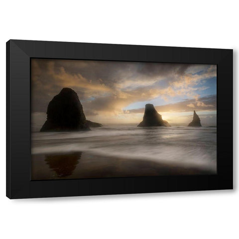 Sea Stack and Surf Black Modern Wood Framed Art Print by Head, Danny