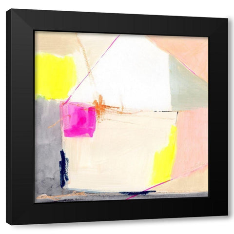 Hot Pink Patch I Black Modern Wood Framed Art Print with Double Matting by Barnes, Victoria