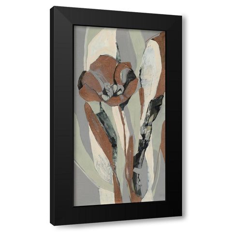 Tulip Puzzle II Black Modern Wood Framed Art Print with Double Matting by Goldberger, Jennifer