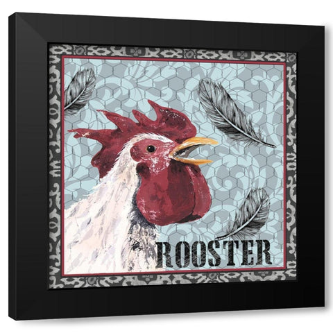 White Rooster I Black Modern Wood Framed Art Print with Double Matting by Reynolds, Jade