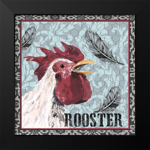 White Rooster I Black Modern Wood Framed Art Print by Reynolds, Jade