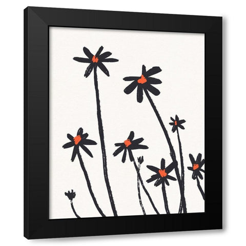 Young Coneflowers II Black Modern Wood Framed Art Print with Double Matting by Green, Jacob