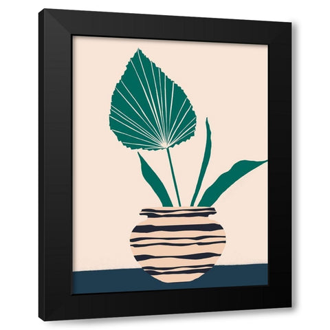 Dancing Vase With Palm I Black Modern Wood Framed Art Print with Double Matting by Wang, Melissa