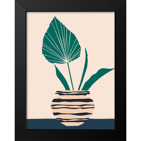 Dancing Vase With Palm I Black Modern Wood Framed Art Print by Wang, Melissa