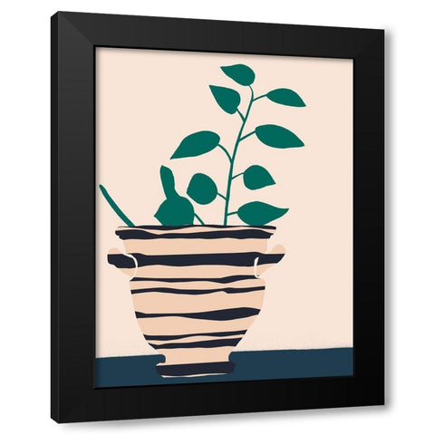 Dancing Vase With Palm II Black Modern Wood Framed Art Print with Double Matting by Wang, Melissa