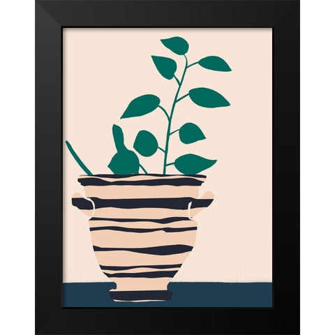 Dancing Vase With Palm II Black Modern Wood Framed Art Print by Wang, Melissa