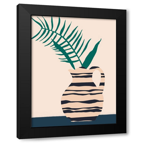 Dancing Vase With Palm III Black Modern Wood Framed Art Print with Double Matting by Wang, Melissa