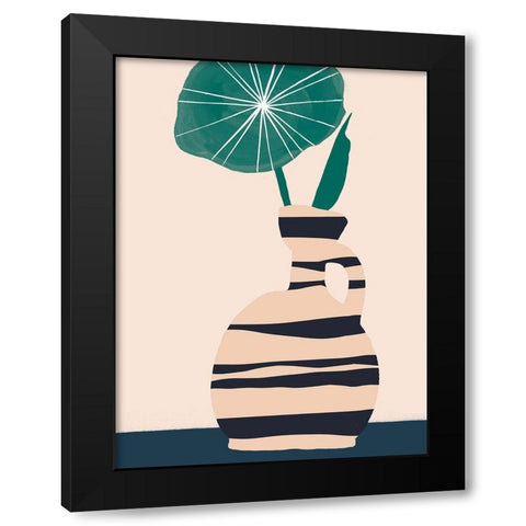 Dancing Vase With Palm IV Black Modern Wood Framed Art Print with Double Matting by Wang, Melissa