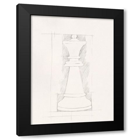 Chess Set Sketch I Black Modern Wood Framed Art Print by Caroline, Emma