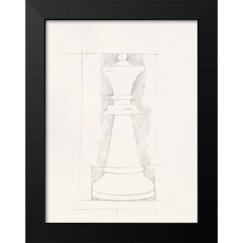 Chess Set Sketch I Black Modern Wood Framed Art Print by Caroline, Emma