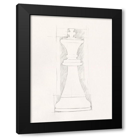 Chess Set Sketch II Black Modern Wood Framed Art Print by Caroline, Emma