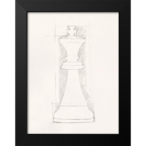 Chess Set Sketch II Black Modern Wood Framed Art Print by Caroline, Emma